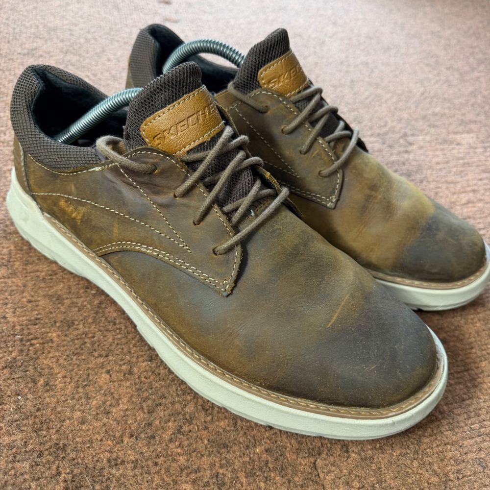 Skechers Mens Relaxed Fit Air-Cooled Memory Foam Brown Leather Shoes 66240 CDB